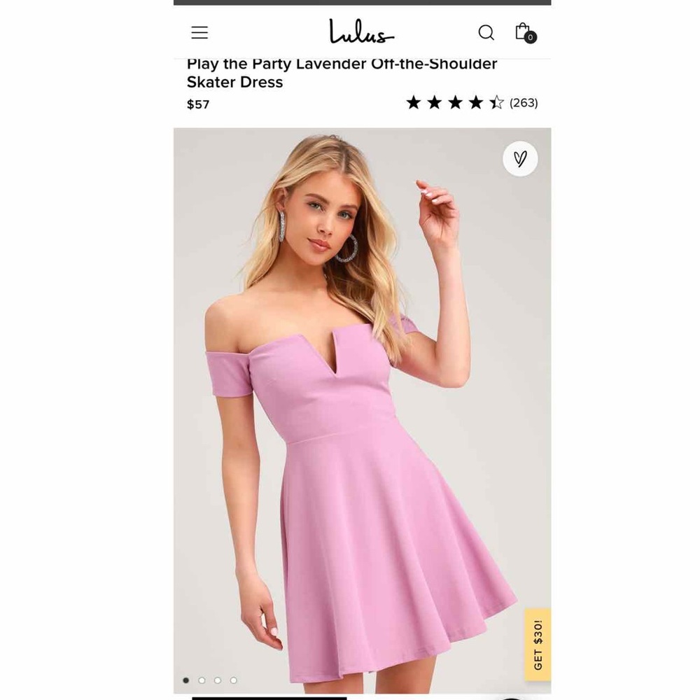 Lulus Lavender Off-the-Shoulder Skater Dress